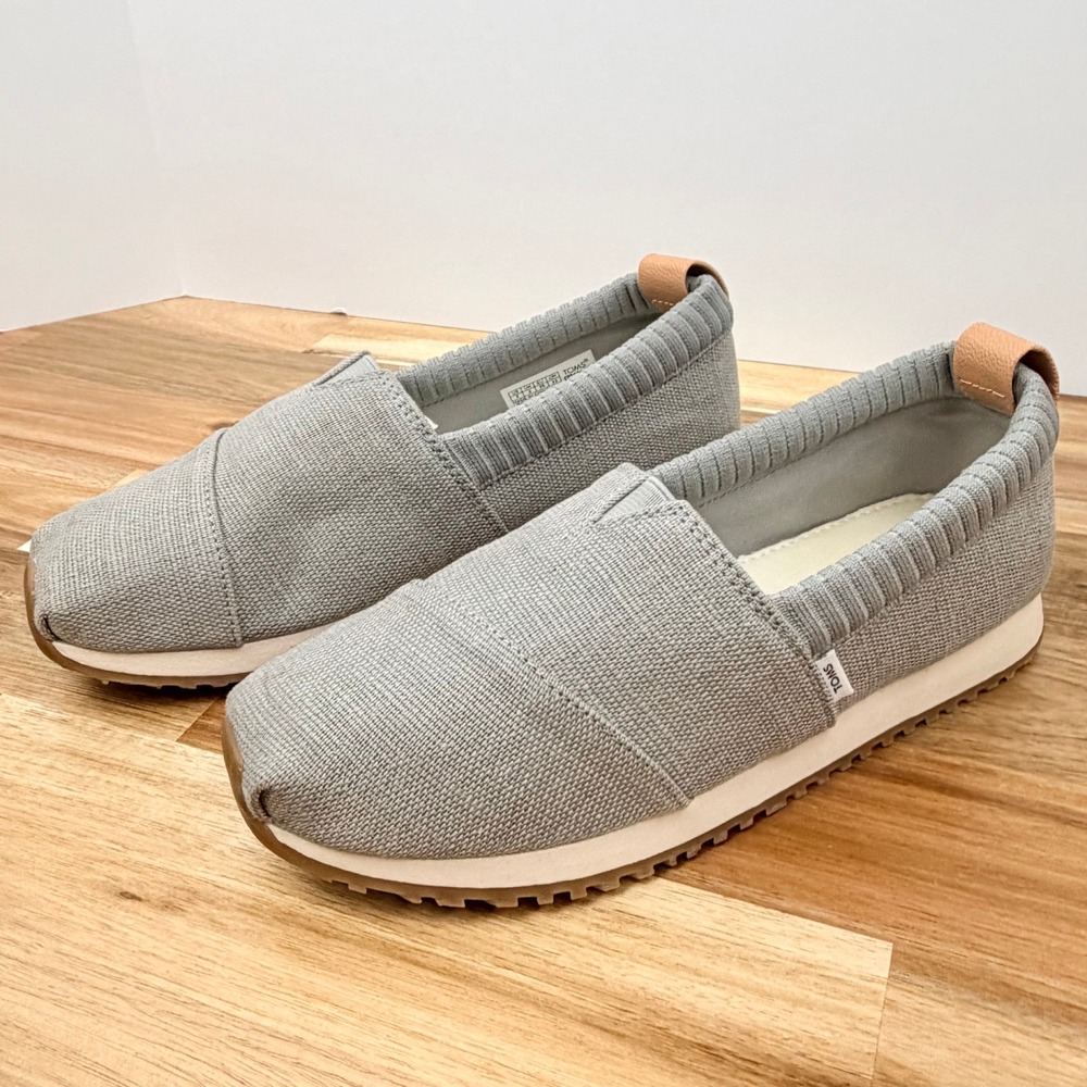 TOMS Kids Grey Knit Slip On Shoes Casual Comfort Toddler Youth Size 3